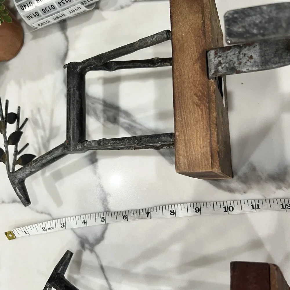 2 Reindeer Wood Metal Christmas Stocking Holder Hanger Rustic Decor 10” holiday